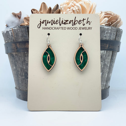 Swirly Green Marquise - Earrings