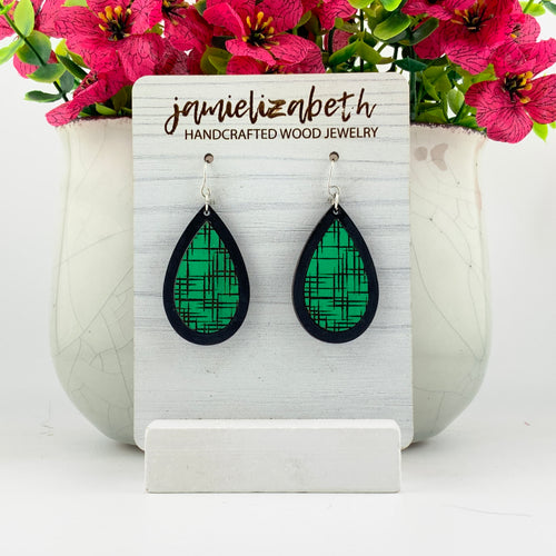 Green Cross Hatch Teardrop