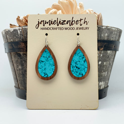 Turquoise Print Acrylic Teardrops (Vault)
