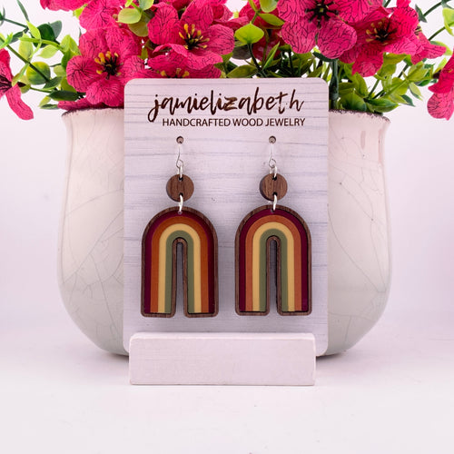 Harvest Horizon Dark fall rainbow earrings