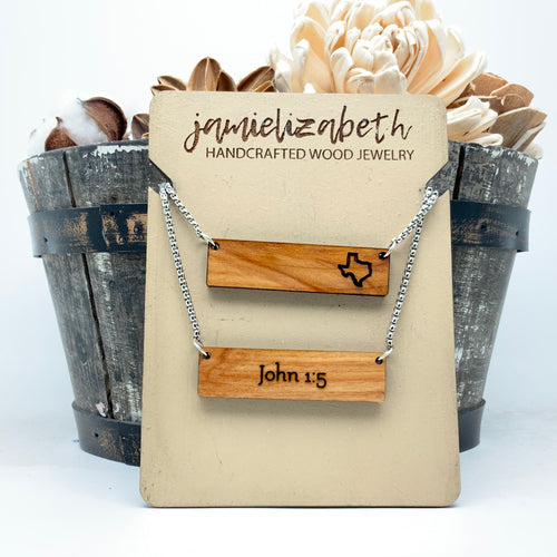 Salvaged Guadalupe River Cypress Wood - Texas - Bar Necklace