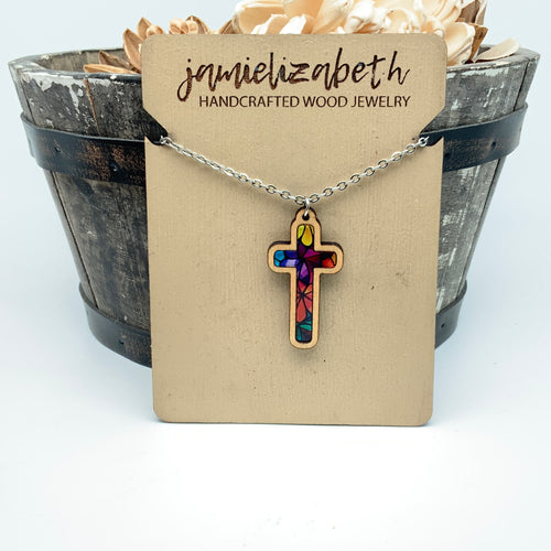 Mosaic Acrylic Cross - Earrings or Necklace