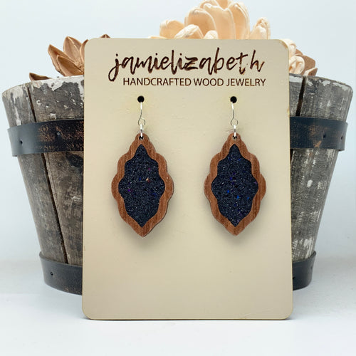 Black Shattered Glass Scallops - Earrings *Vault