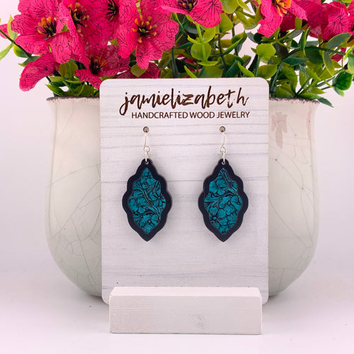 Turquoise Tooled Acrylic - Earrings