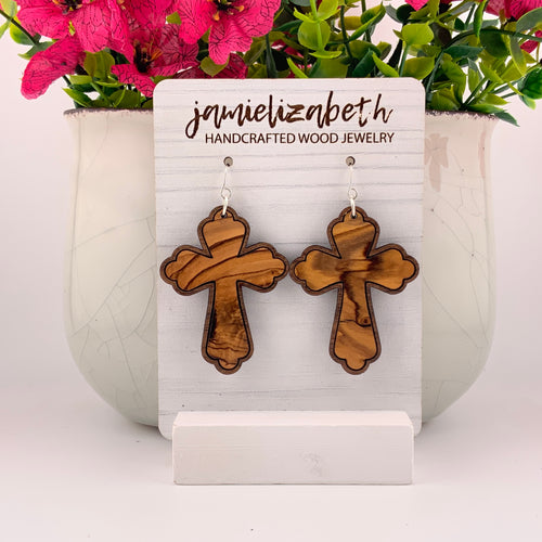 Walnut-Framed Olivewood Cross