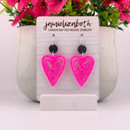 Neon Pink Sparkle Doodle Hearts