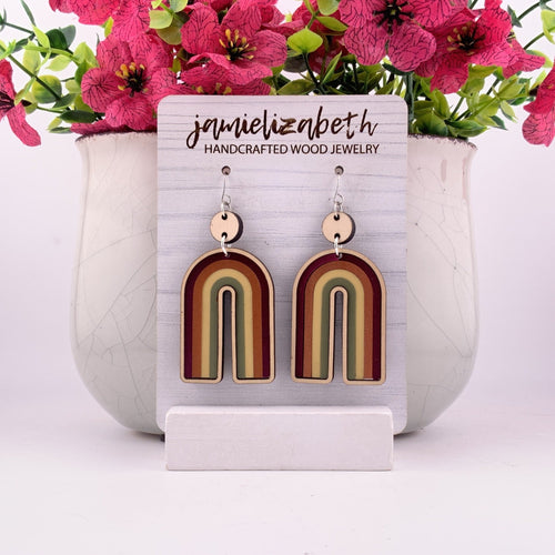 Harvest Horizon Light large maple wood earrings