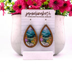 Smoky Mountain Memories Teardrop Earrings, large, shown in walnut wood