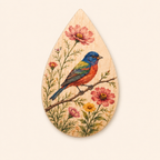 Wildseed Painted Bunting Garden maple teardrop earring design