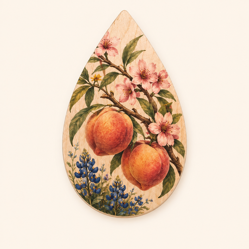 Wildseed Peach Blossoms maple teardrop earring design