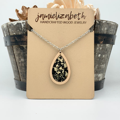 Black & Gold Fleck Teardrop Earrings    *Vault