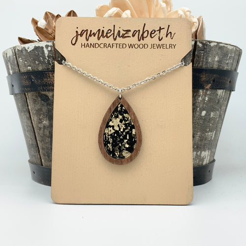 Black & Gold Fleck Teardrop Earrings    *Vault