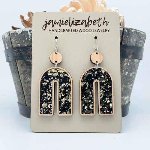 Black & Gold Fleck Rainbows - Earrings or Necklace    *Vault