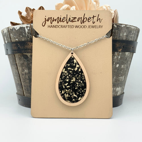 Black & Gold Fleck Teardrop Earrings    *Vault