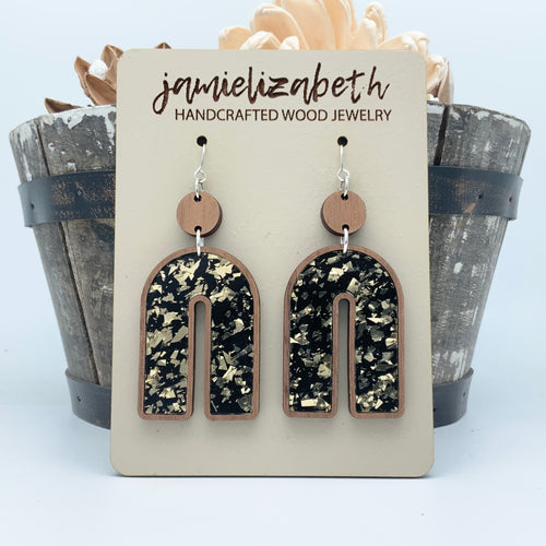 Black & Gold Fleck Rainbows - Earrings or Necklace    *Vault