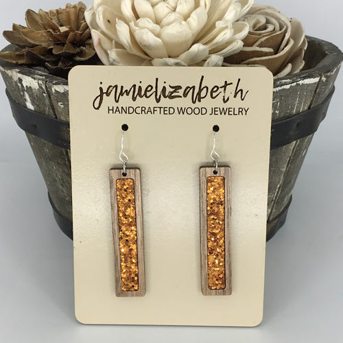Orange Glitter Earrings