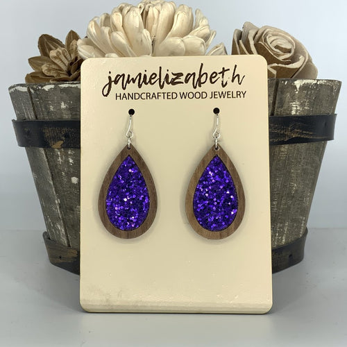 Purple Chunky Glitter Earrings