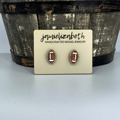Brown Glitter Football Cutout Earrings