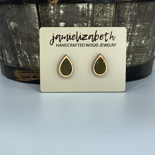 Olive Green Cork Earrings