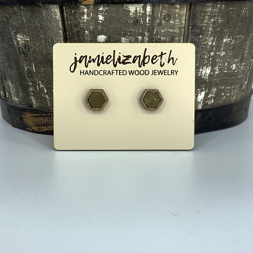 Olive Green Cork Earrings