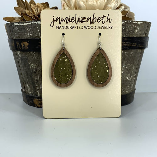Olive Green Cork Earrings