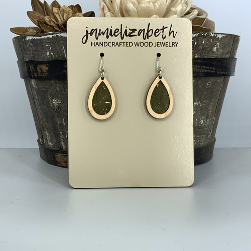 Olive Green Cork Earrings