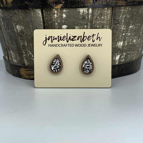 Black & Silver Glitter  -  Earrings or Necklace