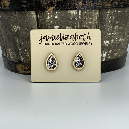 Black & Silver Glitter  -  Earrings or Necklace