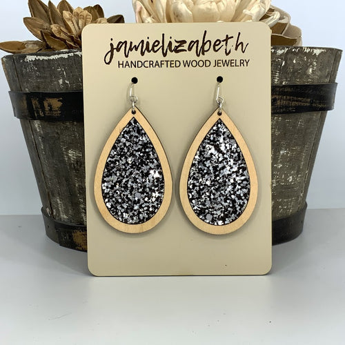 Black & Silver Glitter  -  Earrings or Necklace