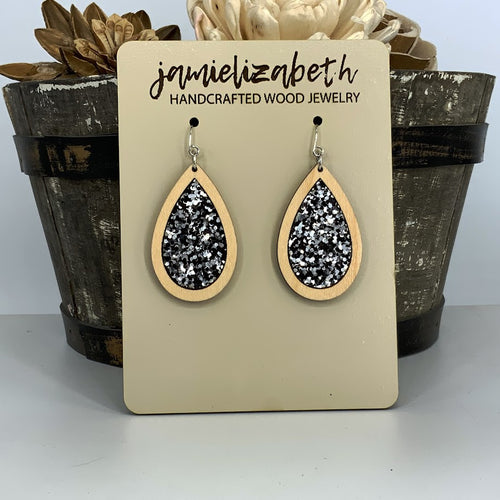 Black & Silver Glitter  -  Earrings or Necklace