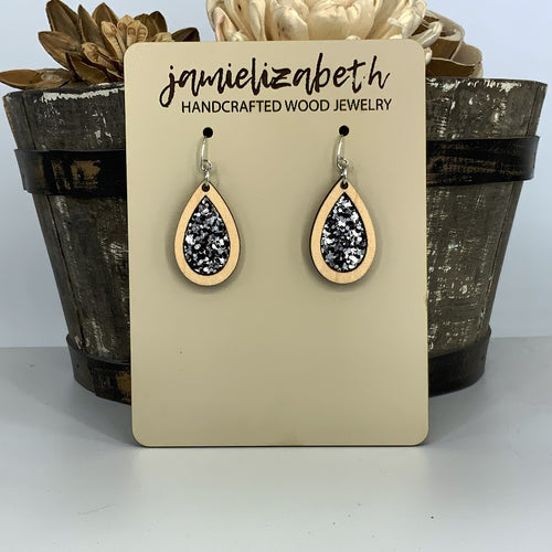 Black & Silver Glitter  -  Earrings or Necklace