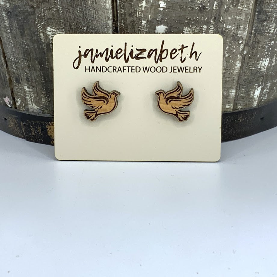 Dove Studs (Holy Land Olivewood) (Vault)