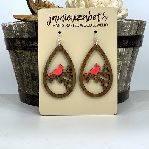 Cardinal Hand Painted & Wood Teardrops (Vault)