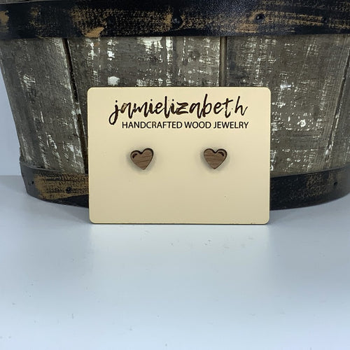 Wood Heart Studs: Small & Tiny (Mesquite Added)