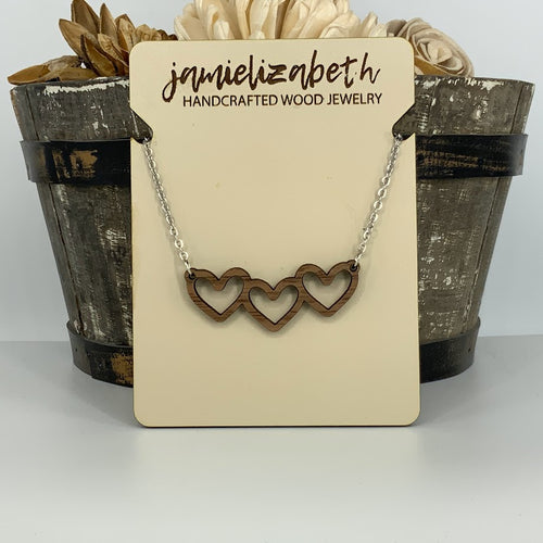 Falling Hearts Wood Earrings (Vault)