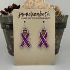 Purple Ribbon Awareness Earrings