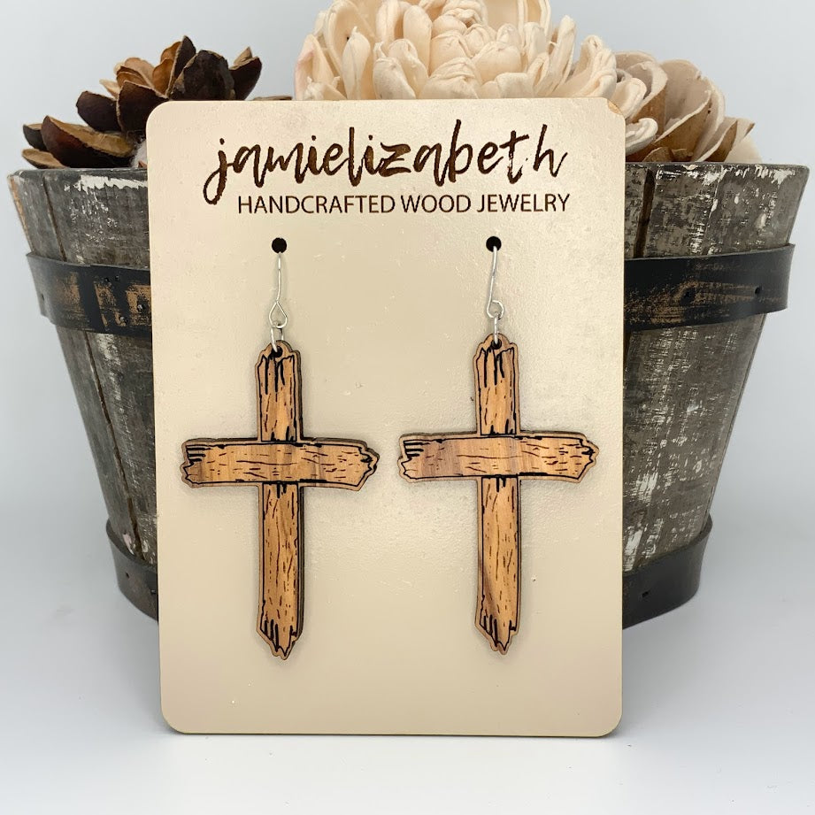 Old Rustic Cross Earrings or Necklace