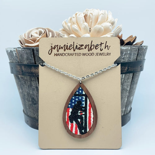 Lineman Flag Teardrop Earrings or Necklace
