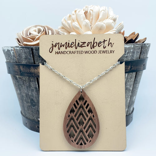 Mountain Geo Wood Teardrops or Necklace   *Vault