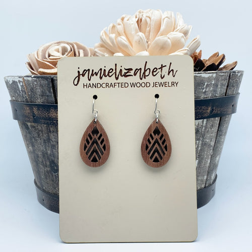 Mountain Geo Wood Teardrops or Necklace   *Vault