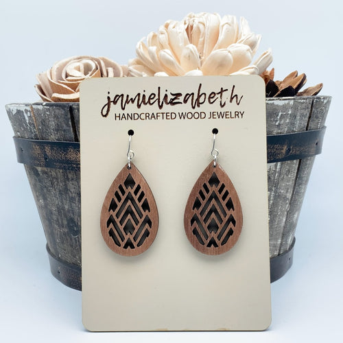 Mountain Geo Wood Teardrops or Necklace   *Vault