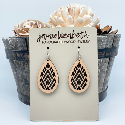 Mountain Geo Wood Teardrops or Necklace   *Vault
