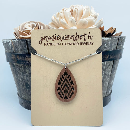 Mountain Geo Wood Teardrops or Necklace   *Vault