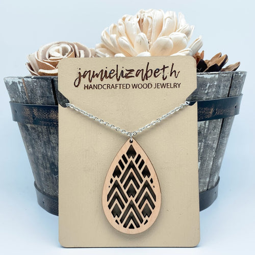Mountain Geo Wood Teardrops or Necklace   *Vault