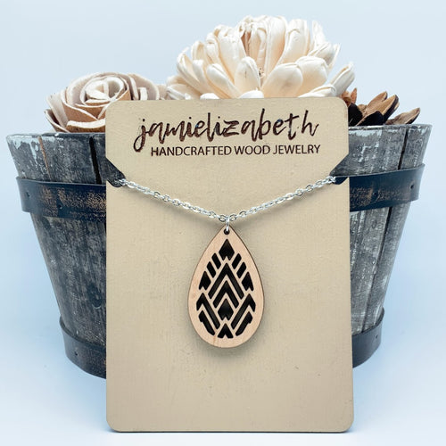 Mountain Geo Wood Teardrops or Necklace   *Vault