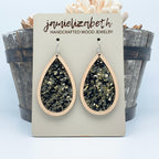 Black & Gold Fleck Teardrop Earrings    *Vault