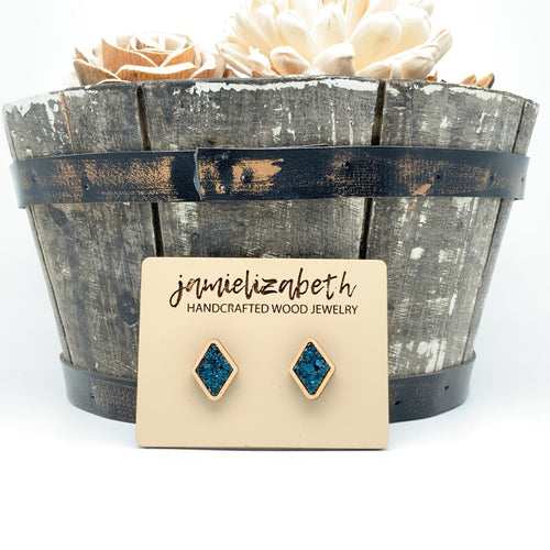Dark Teal Glitter Earrings or Necklace (Vault)