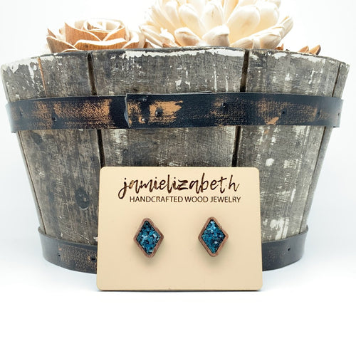 Dark Teal Glitter Earrings or Necklace (Vault)