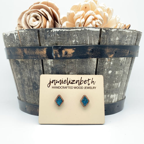 Dark Teal Glitter Earrings or Necklace (Vault)