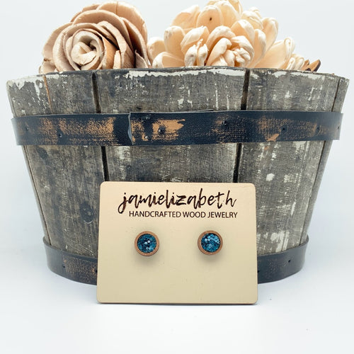 Dark Teal Glitter Earrings or Necklace (Vault)